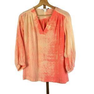 Diane Von Furstenberg Cahill Blouse Tie Dye Print 100% Silk Blouse Sz 2 EUC